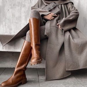 Zara Chunky Lug Sole Leather Boot